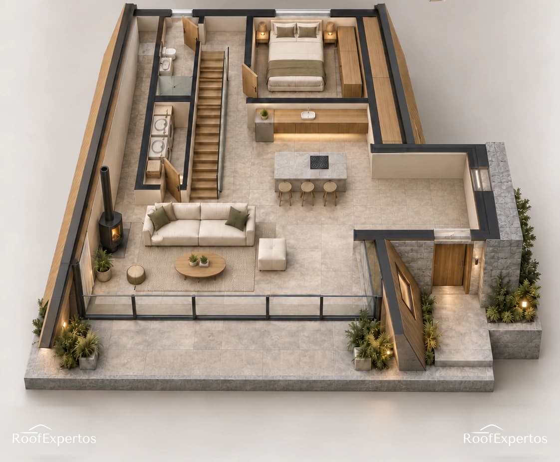 THE CREEK VILLAGES SERIE AF-2 2026 — Isométrico 3D · Planta baja