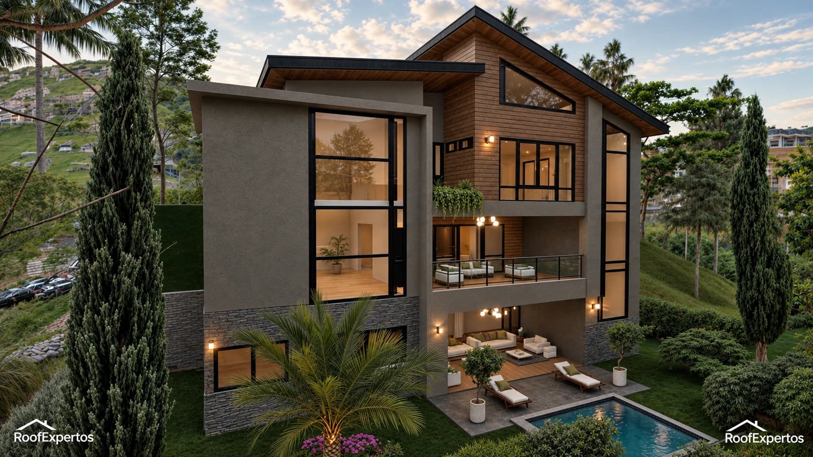 The Creek Villages — Modelo Villa Kinan — Vista posterior en perspectiva