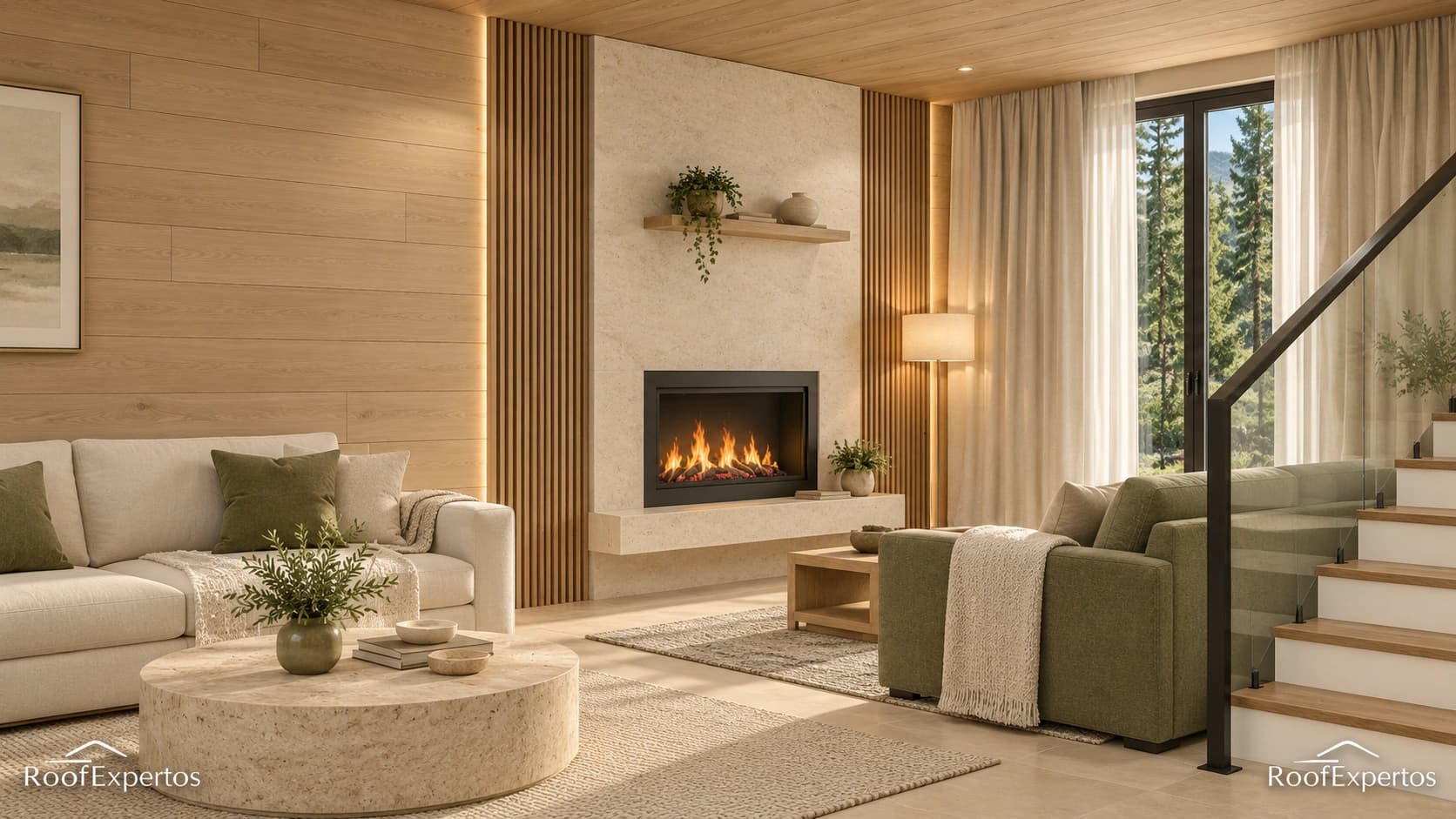 The Creek Villages Modelos Villas Thea Lux — Sala con chimenea
